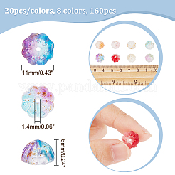 160шт 8 цвета двухцветные прозрачные окрашенные распылением стеклянные бусины&nbsp;GLAA-PH0002-40