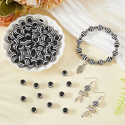 200 шт. круглые полосатые бусины из смолы&nbsp;RESI-PA0001-17