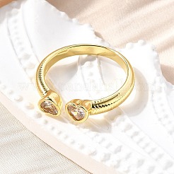 Манжеты из латуни с микро паве кубический цирконий для женщин&nbsp;RJEW-F181-09G-01