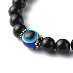 Комплект эластичных браслетов с магнитными застежками-сердечками для влюбленных пар BJEW-JB06772