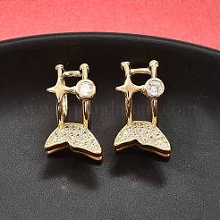 Латунные серьги-манжеты из прозрачного кубического циркония&nbsp;EJEW-F370-24G