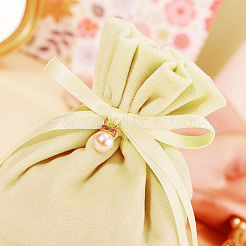 Бархатные сумки для бижутерии с кулиской и пластиковой имитацией жемчуга&nbsp;LS-TP-CJC0001-03I