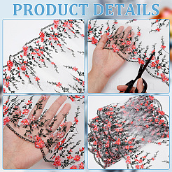 2 ярд полиэстеровой кружевной отделки с цветочной вышивкой&nbsp;DIY-BC0013-21C