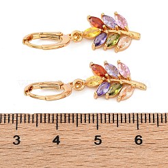 Латунные микропроволочные кубические серьги с цирконием EJEW-K300-25G