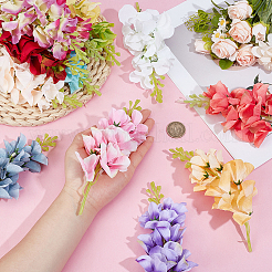 12 шт. 12 цвета шелковой ткани и пластиковая имитация гиацинта&nbsp;AJEW-SC0031-56