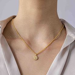 Ожерелья с подвесками в форме раковины из латуни с микропаве из прозрачных кубических цирконий в стиле бохо&nbsp;FS-WG14736-01