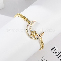 Латунные браслеты с микропаве из чистого кубического циркония&nbsp;LS-BJEW-M050-03G-01