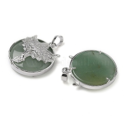 Плоские круглые подвески из смешанных драгоценных камней из натуральных и синтетических камней G-G279-01P