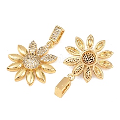 Латунные микропаве прозрачные подвески с фианитом&nbsp;KK-G552-02G-01