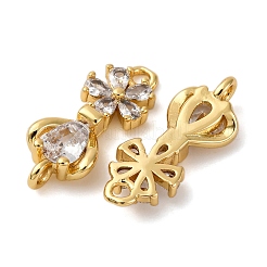 Подвески-цветочки с латунным паве из прозрачного кубического циркония KK-P308-43G