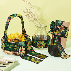 Лента из полиэстера с цветочным узором в этническом стиле OCOR-WH0047-47