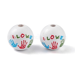 Набивные европейские бусины из натурального дерева WOOD-C015-02