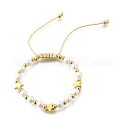 АБС искусственный жемчуг бусины плетеные браслеты из бисера для женщин&nbsp;BJEW-D317-09A-G