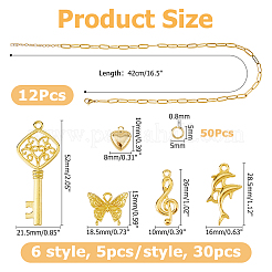 Плоские цепочки-скрепки из хирургической нержавеющей стали 316L и подвески из сплава SJEW-HS00003