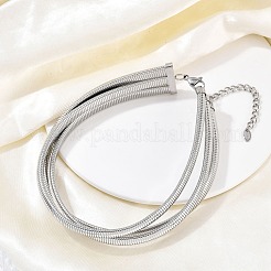 Ожерелья из 3-рядной цепочки-змейки из нержавеющей стали 304 для женщин NJEW-B122-02P