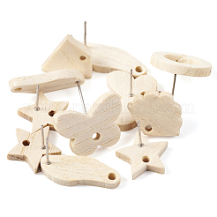 36 шт. фурнитура для сережек-гвоздиков из ясеня в виде прямоугольника&nbsp;EJEW-TA0001-19