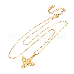 Ожерелья с подвеской в виде купидона из нержавеющей стали 304 NJEW-H059-31G