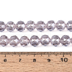 Гальваническое покрытие прозрачных круглых стеклянных бусин в нитях&nbsp;EGLA-T029-8mm-12T-10