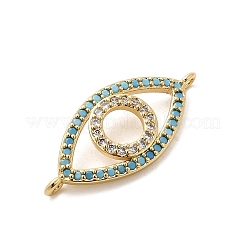 Подвески-коннекторы из латунного микропаве небесно-голубого цвета и прозрачных кубических цирконий KK-H529-05B-G01