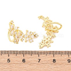 Серьги-каффы с цветочным узором из латуни с микропаве из прозрачных кубических цирконий EJEW-K305-03G