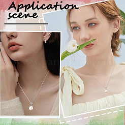 1 шт. ожерелье с подвеской из натурального жемчуга с 925 цепочками-скрепками из стерлингового серебра&nbsp;NJEW-BBC0001-15