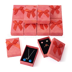 Прямоугольные бумажные подарочные коробки для хранения ювелирных изделий с бантом CON-TAC0014-12D