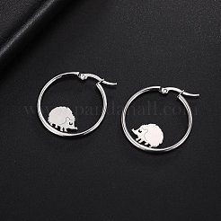 Серьги-кольца из нержавеющей стали 304 с бусинами в форме ежа&nbsp;EJEW-F320-02P