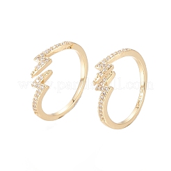 Латунные кольца из манжеты с прозрачным цирконием RJEW-F101-11G