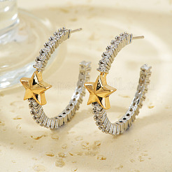 Элегантные серьги-гвоздики в форме звезды из прозрачного кубического циркония из латуни&nbsp;VM5173