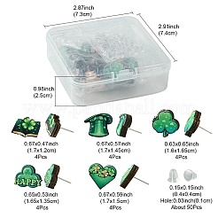 20 шт. 5 стильные серьги-гвоздики из зеленого дерева ко Дню Святого Патрика&nbsp;EJEW-FS0001-11