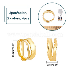 4 шт. 2 цвета латуни твист-волна открытые манжеты набор для женщин&nbsp;RJEW-NB0001-02