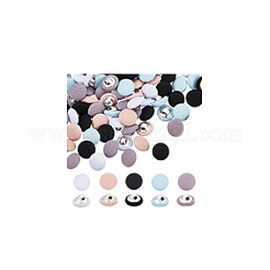 100 шт. 5-х цветные пуговицы из полиэстера с 1 отверстиями&nbsp;DIY-NB0012-20