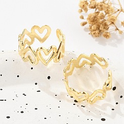 Латунные манжеты в форме сердца для женщин RJEW-B119-01G