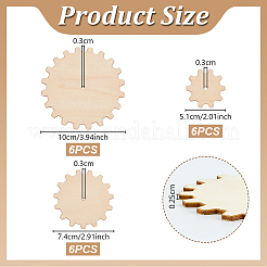 18 шт. 3 стиля шестеренок необработанные деревянные детали&nbsp;WOOD-OC0004-30