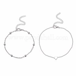 Двухслойные браслеты для щиколотки из сплава в форме сердца для женщин FS-WGF1FB1-02