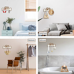 Деревянные и железные настенные вешалки с крючками HJEW-WH0094-01