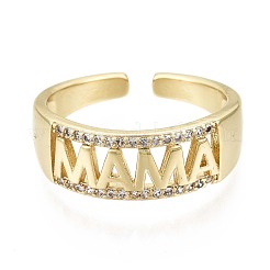 Латунные кольца из манжеты с прозрачным цирконием&nbsp;RJEW-S044-090-NF