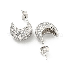 Серьги-гвоздики из латуни с каплевидным паве и прозрачным фианитом&nbsp;EJEW-M258-67P