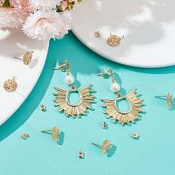 10 шт. латунная фурнитура для сережек-гвоздиков с микропаве из кубического циркония&nbsp;KK-BBC0005-24