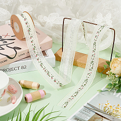 15 ярд из полиэстера с полой цветочной кружевной отделкой SRIB-WH0026-30B