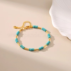 Браслеты из синтетической бирюзы и латунных бусин для женщин&nbsp;OR9235