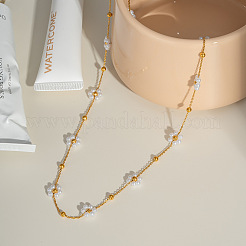 Ожерелья из плетеной цветочной цепочки из нержавеющей стали для женщин AC0915-2