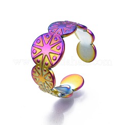 Плоский круглый диск из нержавеющей стали марки 304 с манжетным кольцом&nbsp;RJEW-N038-094