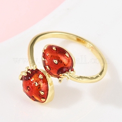 Кольца-манжеты с фруктами и клубникой из латуни RJEW-C139-19C-G