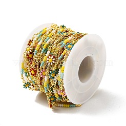 Цепочка из латуни с эмалью ручной работы в виде цветка CHC-D032-07G