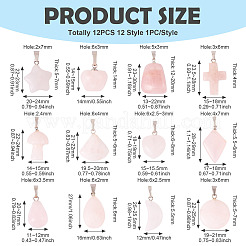 12 шт. подвески из синтетического и натурального розового кварца в двух стилях&nbsp;G-TA0002-20