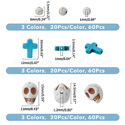 180 шт. 9 вида синтетических бирюзовых бусин G-FI0001-21