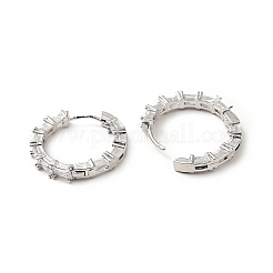 Прозрачные серьги-кольца с фианитами EJEW-F288-11P