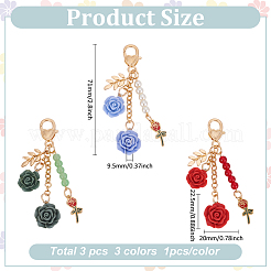 3 шт. 3-х цветные подвесные украшения из смоляных цветов&nbsp;AJEW-LP0001-02