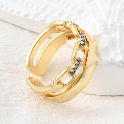 Латунные микро проложить манжеты кольца кубического циркония RJEW-D313-13PG